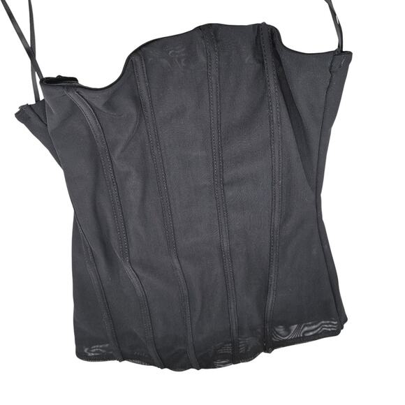 H&M Womens Sz S Corset Top Black Mesh w/ Boning Y2K - Picture 1 of 5